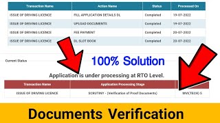 SCRUTINY  Verification of Proof Documents  Application is Under Processing at RTO Level [upl. by Zolnay812]