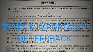 TYPES amp IMPORTANCE OF FEEDBACK  ASSESSMENT FOR LEARNING  Bed 2nd YEAR [upl. by Franchot]