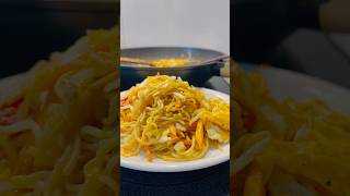 Stir Fried The Leftover Spaghetti With Eggs and some Vegetables cooking easyfood [upl. by Eltsirk]