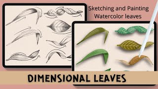 How to Draw Twisted Watercolor Leaves in Procreate [upl. by Nerraf]