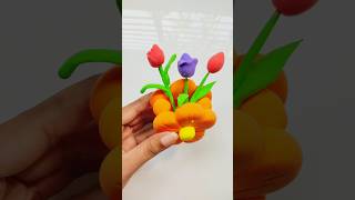 DIY clay flower vase craft shorts viralvideo navanaartandcrafts [upl. by Akemot989]