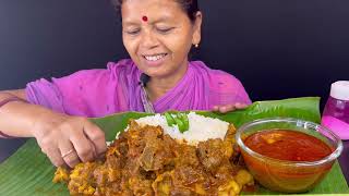 BIGBITESEATING RICE WITH SPICY 🔥🔥🥵🥵 MUTTON CURRY।।HUGE RICE।। [upl. by Neelsaj]