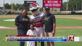 5yearold boy becomes member of Fayetteville Woodpeckers [upl. by Jeanne]