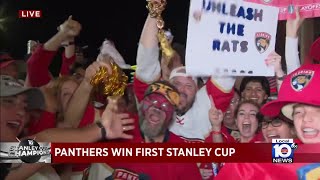 Panthers fans celebrate Stanley Cup victory outside Amerant Bank Arena [upl. by Larena535]