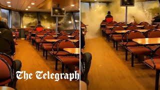 Huge wave crashes through passenger ferry windows in Germany as storms batter Europe [upl. by Serrano398]