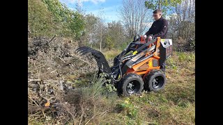 Minilader WorkyQuad SSQ22 mit der Astklammer im harten Einsatz [upl. by Lilias]