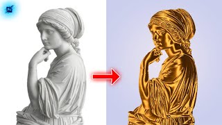 how to convert marble statue into gold in photoshop  statue convert into gold in photoshop [upl. by Aicile]