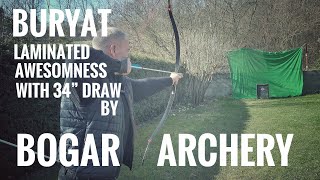 Buryat  laminated Bow with 34quot draw bei BogarVegh  Review [upl. by Asiak]