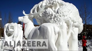 World’s snow sculpting competition begins in Colorado [upl. by Okun]