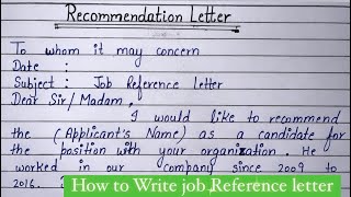 How to write an Job Reference Letter in English  Write Job Recommendation Letter [upl. by Allista]