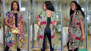 How to make a BEADED BACKLESS KIMONO JACKET with Drawstring design beginnerfriendly kimonodress [upl. by Erde]