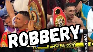 HORRIBLE ROBBERY TEOFIMO LOPEZ STEALS WIN FROM JAMAINE ORTIZ [upl. by Nwadahs]