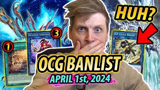 HUH  OCG Banlist APRIL 2024  DISCUSSION AND TCG IMPACT [upl. by Hnaht]