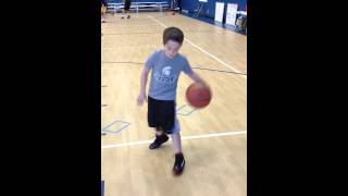 Kids Basketball Drill Learning to dribble between legs [upl. by Ecidnac]