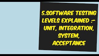 5Software Testing Levels Explained Unit Integration System Acceptance [upl. by Politi]