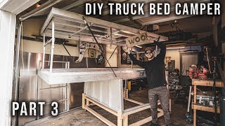 Truck Bed Camper Build  Part 3  DIY Roof Lift System [upl. by Ahsenwahs28]