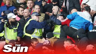 Hungary fans clash with cops at Wembley riot [upl. by Notsehc4]