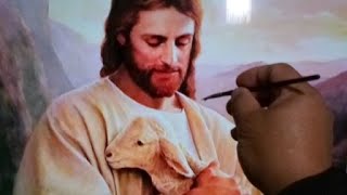 How To Paint JESUS And The LAMB OF GOD Easy For Beginner [upl. by Juxon70]