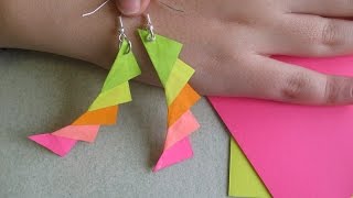 Orecchini di carta con Postit Tutorial Origami Paper Jewelry [upl. by Atikin]