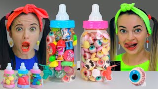 Mukbang Giant Color Bottles Jelly drink 컬러 보틀 캔디 젤리 먹방 with candy by YumYum [upl. by Placidia256]