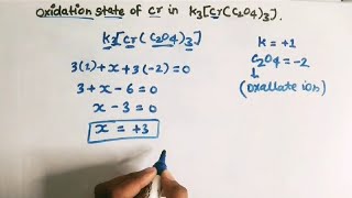 oxidation number of Cr in K3Crc2o43  class12 l coordination compounds l [upl. by Millda95]