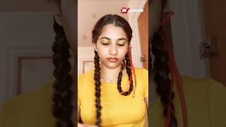 Part 2 Double Folded Braid Hair Style using Ribbon School Hair style requestedvideo braids [upl. by Alejna]