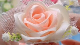 Satin Ribbon Flower  How to make Satin Ribbon Flowers 🌺🌺 DIY HOME [upl. by Retlaw]