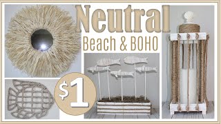 DOLLAR TREE BOHO BEACH DECOR DIYS  NEUTRAL SUMMER DECOR DIYS [upl. by Bonar905]