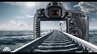 photoshop composition ocean and railway track and camera [upl. by Akli]