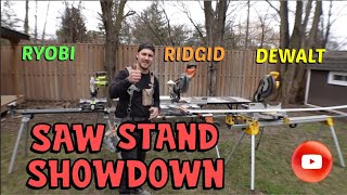 Mitre saw stand review amp comparison RYOBI  RIDGID  DEWALT [upl. by Ardnoek]