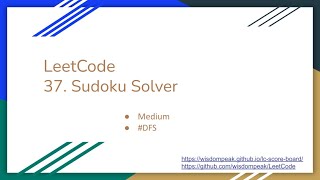 【每日一题】37 Sudoku Solver 4172021 [upl. by Gathers]