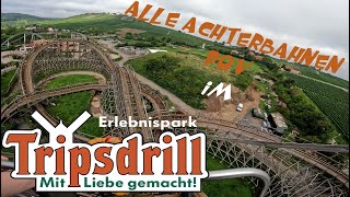 Alle Achterbahnen im Erlebnispark Tripsdrill  Onride POV  2023 [upl. by Aneleasor550]