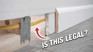 How To RUN And HIDE Electrical Cable Behind Baseboard Without Doing Drywall Repair Work DIY [upl. by Aneetak]