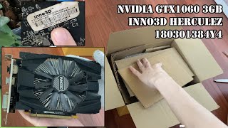 PACK NVIDIA GTX1060 3GB GDDR5 INNO3D HERCULEZ  GOOD 180301384Y4 GTX1060 GTX10603GB [upl. by Ayitahs]