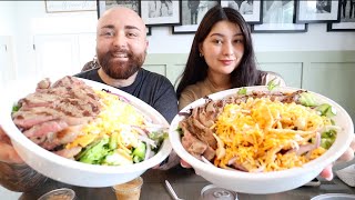 Sweet Thai Chilli Ranch Steak Salad MUKBANG  New Parents QampA [upl. by Aihsikal]