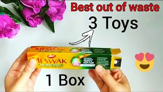 Toothpaste box craft  Cardboard box craft  Best out of waste  Handmade toys [upl. by Aicittel]