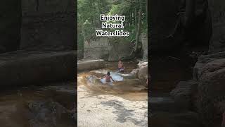 Enjoying natural waterslides at Diana’s Baths on New Hampshire [upl. by Enirhtak]