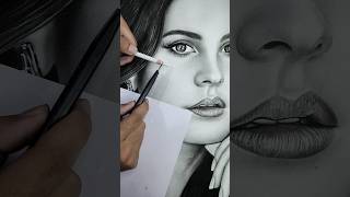 Portrait of LanaDelRey  charcoal drawing art shorts [upl. by Nidroj]