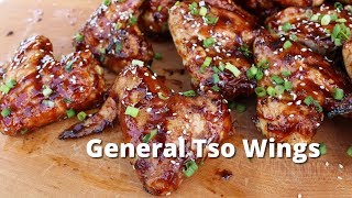 General Tso Wings  Grilled Chicken Wings with General Tso Sauce on Yoder Pellet Smoker [upl. by Goodrich]