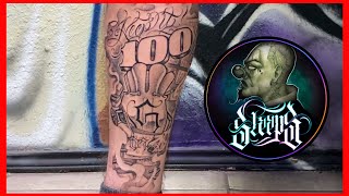 ‘Keep It 100’ Quarter Leg Sleeve Tattoo Sleeps Calhoun [upl. by Niattirb]