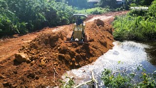 Full Processing Building New Road amp Delete Pond with Skills Bulldozer KOMATSU D20P amp 5T Trucks [upl. by Dez]