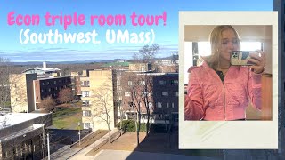 UMass Amherst Econ Triple room tour in Southwest dorm laundry trash study room etc [upl. by Anan479]