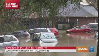 Cars underwater during record floods in Charlotte North Carolina [upl. by Lady758]