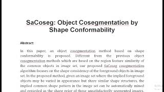 SaCoseg Object Cosegmentation by Shape Conformability [upl. by Neeneg]