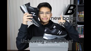 Unboxing and on feet  New balance 990v5  Black with Silver [upl. by Arsuy270]