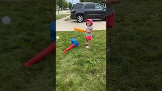 Home Run ⚾️🥎 shorts baseball siblings  Bat Flip 🤣🤣 [upl. by Ervine956]