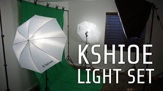 Review of Kshioe photography lighting set with umbrellas softboxes and backdrops [upl. by Anertac211]