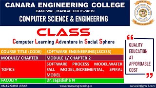 VTU SOFTWARE ENGINEERING 18CS35 PROCESS MODELS SOFTWARE PROCESS M1 L3 [upl. by Amak569]