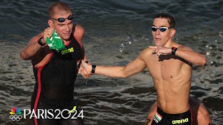 Hungary finishes 13 in mens 10k open water swim with Rasovszky taking gold  Paris Olympics [upl. by Torbert]