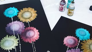 Easy Alcohol Ink Fluid Art Flowers On Nara Paper nr 94 [upl. by Hsoj]